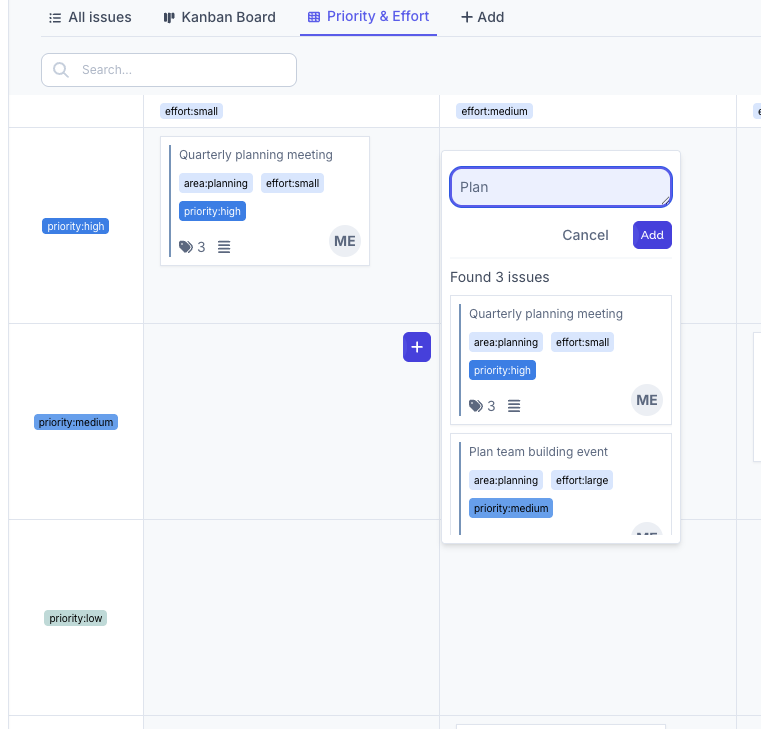 Add Issue to Grid Cell