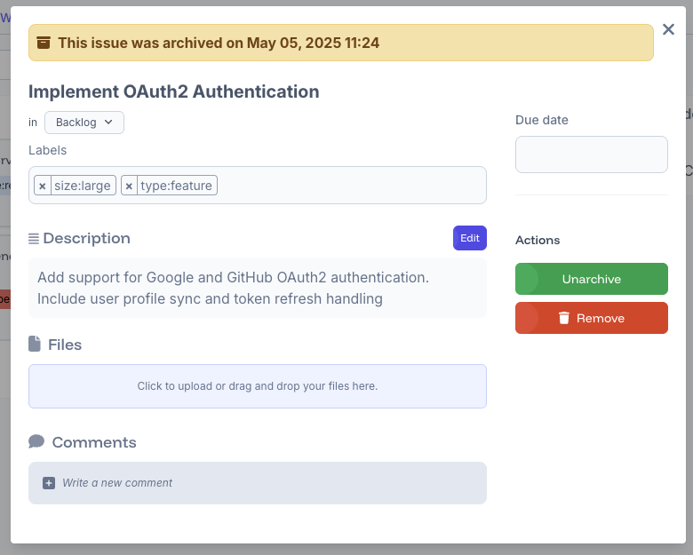 Mass Issue Archiving