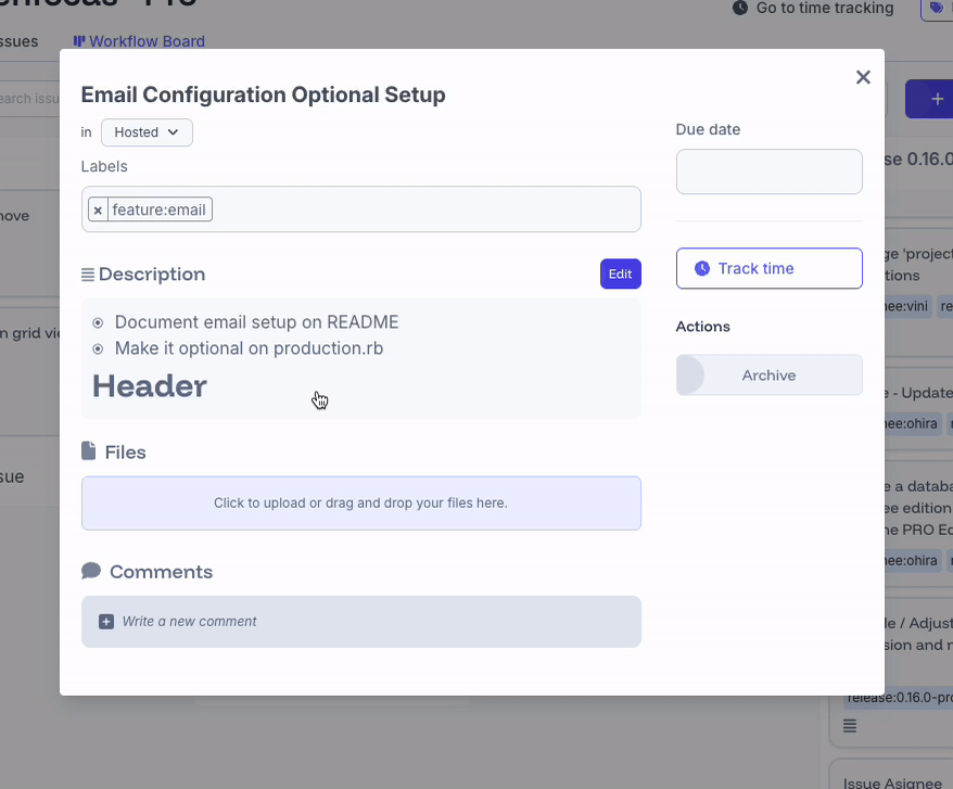 Issue description edit
