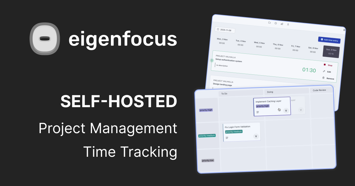 Eigenfocus – Self-hosted project management and time tracking (just redesigned)